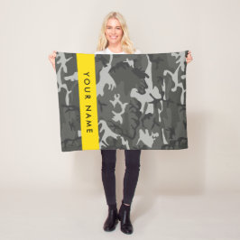 Gray Camouflage Pattern, ditt namn, anpassa Fleecefilt