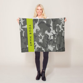 Gray Camouflage Pattern, ditt namn, anpassa Fleecefilt