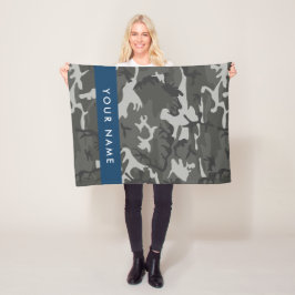 Gray Camouflage Pattern, ditt namn, anpassa Fleecefilt