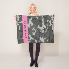 Gray Camouflage Pattern, ditt namn, anpassa Fleecefilt