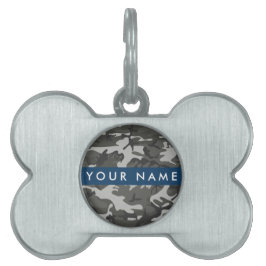 Gray Camouflage Pattern, ditt namn, anpassa ID-bricka Husdjur