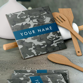 Gray Camouflage Pattern, ditt namn, anpassa Kakelplatta