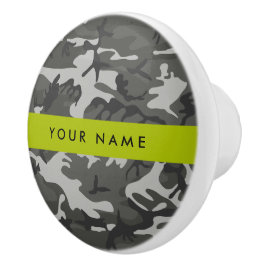 Gray Camouflage Pattern, ditt namn, anpassa Knopp