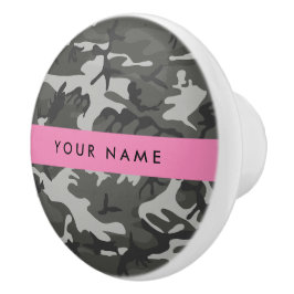 Gray Camouflage Pattern, ditt namn, anpassa Knopp