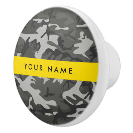 Gray Camouflage Pattern, ditt namn, anpassa Knopp