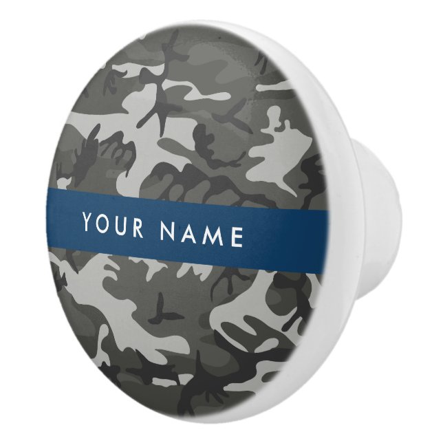 Gray Camouflage Pattern, ditt namn, anpassa Knopp (Höger)