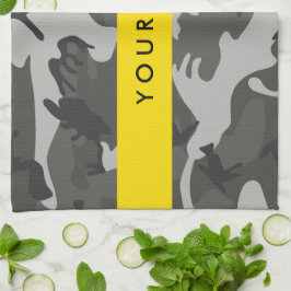 Gray Camouflage Pattern, ditt namn, anpassa Kökshandduk