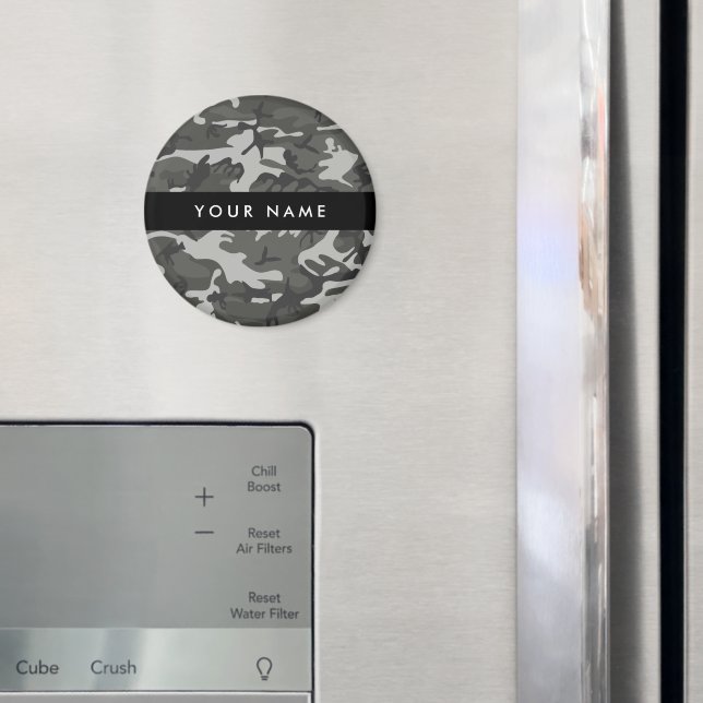 Gray Camouflage Pattern, ditt namn, anpassa Magnet (In Situ (Fridge))