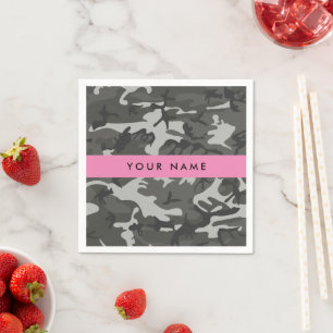 Gray Camouflage Pattern, ditt namn, anpassa Pappersservett