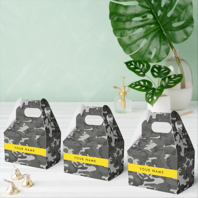 Gray Camouflage Pattern, ditt namn, anpassa Presentaskar (Multipel)