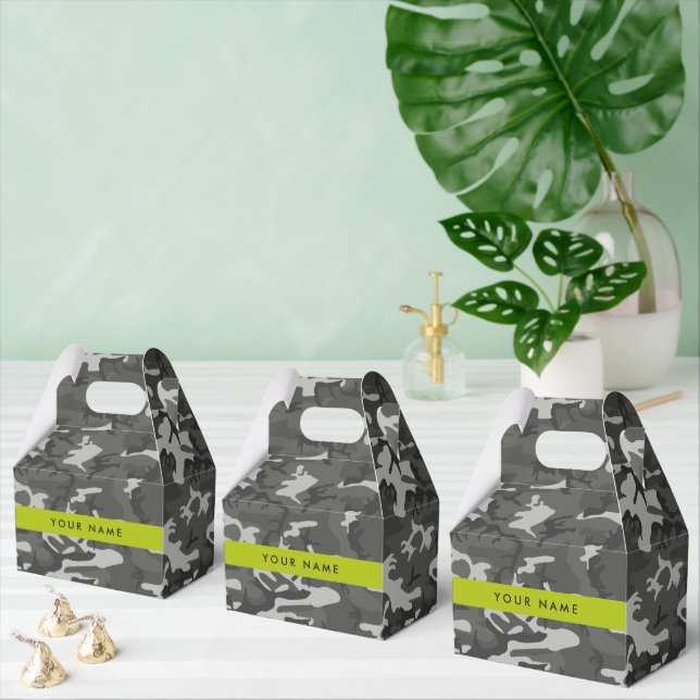 Gray Camouflage Pattern, ditt namn, anpassa Presentaskar (Multipel)