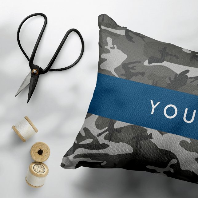 Gray Camouflage Pattern, ditt namn, anpassa Prydnadskudde (Skapare uppladdad)