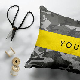 Gray Camouflage Pattern, ditt namn, anpassa Prydnadskudde