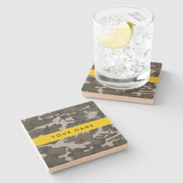 Gray Camouflage Pattern, ditt namn, anpassa Stenunderlägg