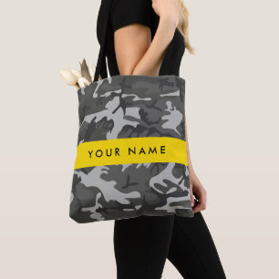 Gray Camouflage Pattern, ditt namn, anpassa Tygkasse