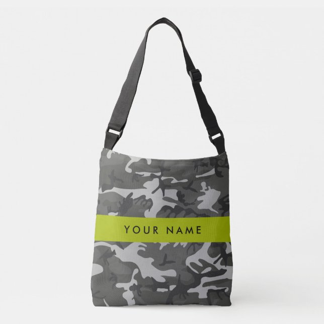 Gray Camouflage Pattern, ditt namn, anpassa Tygkasse (Framsida)