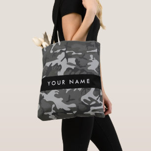 Gray Camouflage Pattern, ditt namn, anpassa Tygkasse