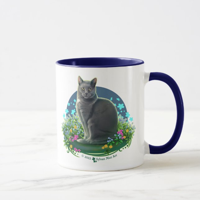 Gray Cat in the Flower Garden Mugg (Höger)