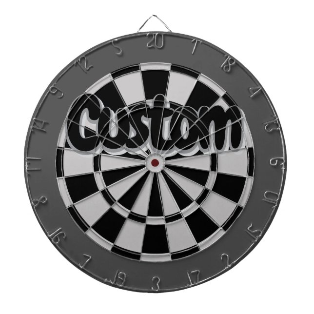 Gray, Charcoal, and Black Customizable Text Darttavla (Framsidan)