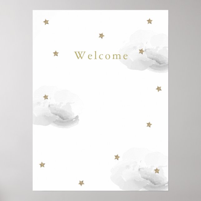 Gray Clouds & Gold Stars Welcome Poster (Framsidan)