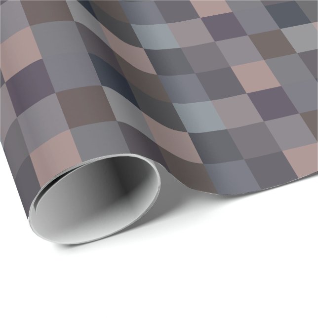 Gray Color Checkerboard Presentpapper (Rullad Hörn)