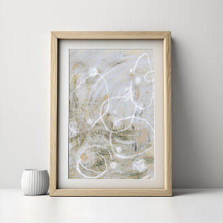 Gray Contemporary Elegant Abstract Art Poster