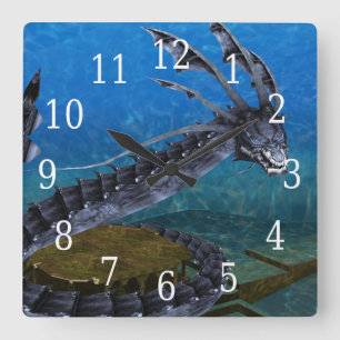 Gray Dragon Clock Fyrkantig Klocka