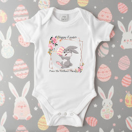 Gray Easter Bunny Personalized Baby Bodysuit T Shirt