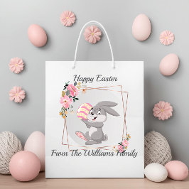 Gray Easter Bunny Personalized Gift Bag