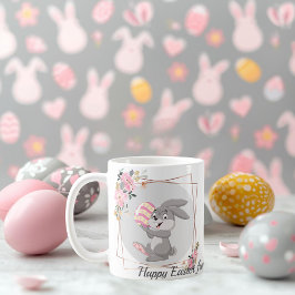 Gray Easter Bunny Personalized Mug Kaffemugg