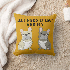 Gray French Bulldog Kudde