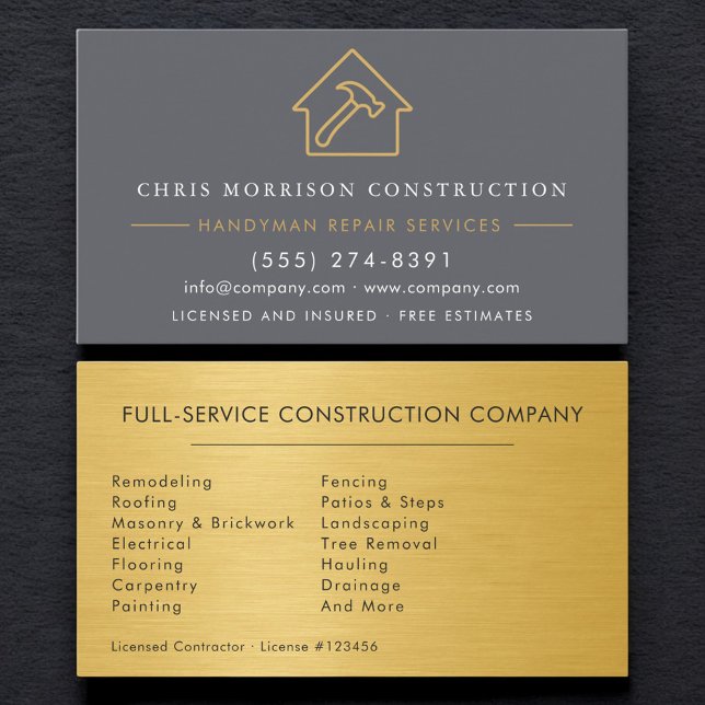 Gray Gold Industrial Handyman Construction Visitkort (Skapare uppladdad)