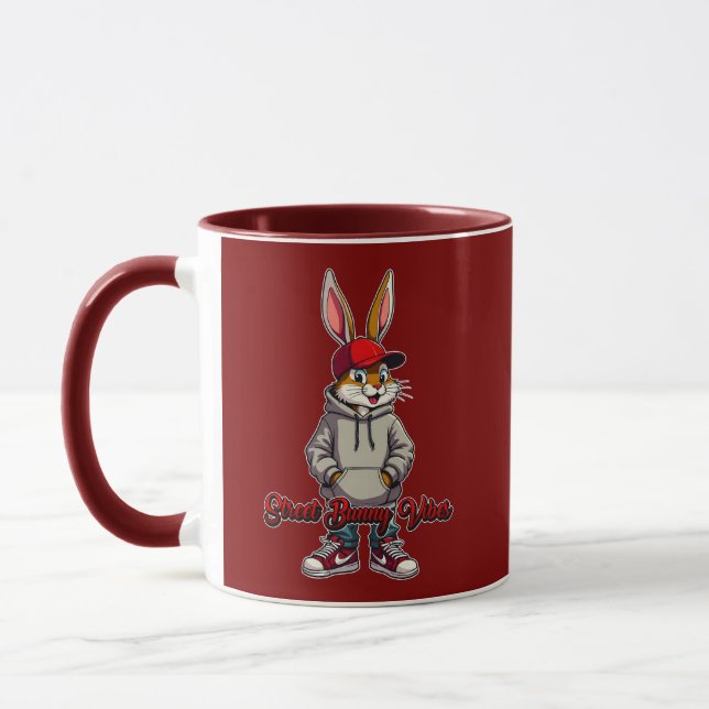 Gray Hoodie Street Bunny – Easter - caneca Mugg (Vänster)