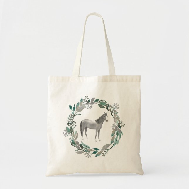 Gray Horse Tote Bag Tygkasse (Framsidan)