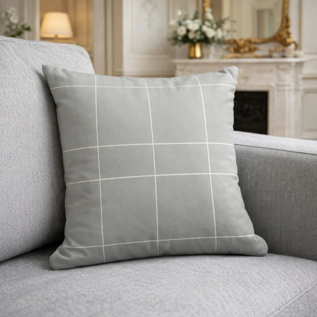 Gray Ivory Neutrals Checked Modern Kudde (Skapare uppladdad)