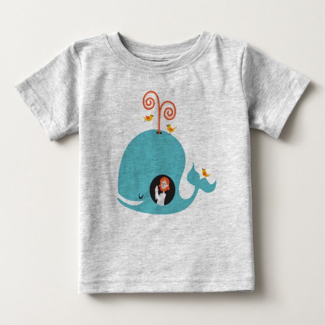 Gray Kids Shirt Bible Story Jonah And The Whale T-shirt (Framsida)