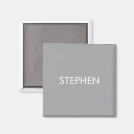 Gray minimalist custom name  magnet