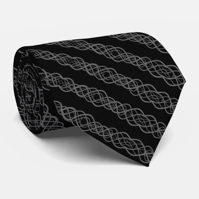 Gray On Black Twisted Curvy Line Drawing Pattern Slips (Rullad)
