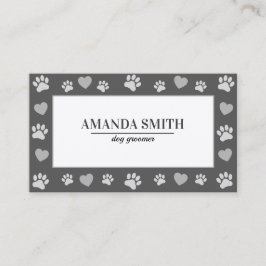 Gray Paw Prints Dog Groomer Business Card Visitkort
