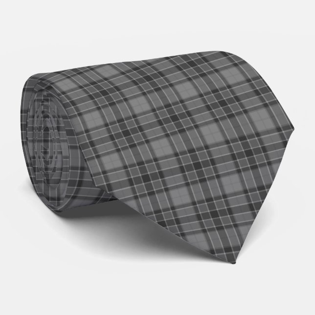Gray Plaid Tartan Neck Tie Slips (Rullad)
