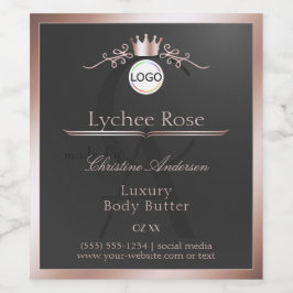 Gray Product Label Rose Gold Frame Logo Monogram Vinflaska Etikett