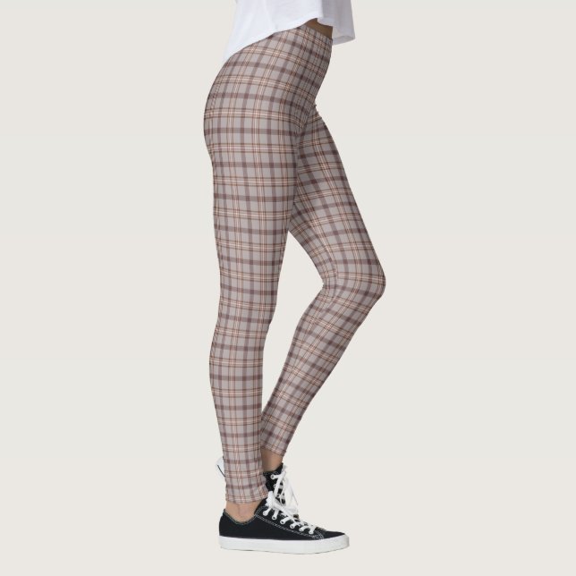 Gray Rose Plaid Classic Pattern Leggings (Höger)