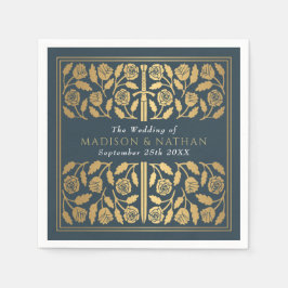 Gray Royal Medieval Gold Sword Wedding Pappersservett