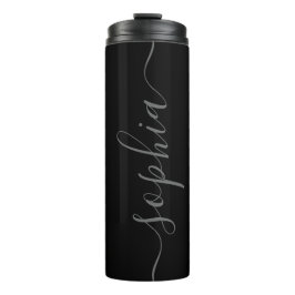 Gray Script Personalizable Name Thermal Tumbler