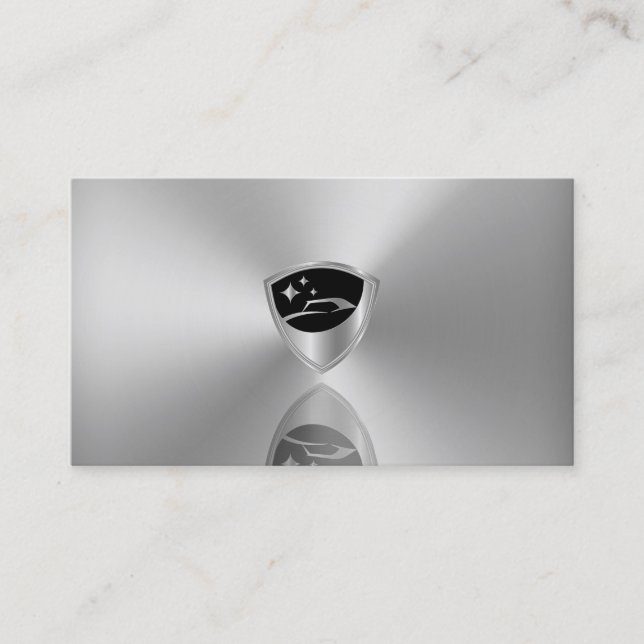 Gray silver metallic logo car detailing  visitkort (Framsida)
