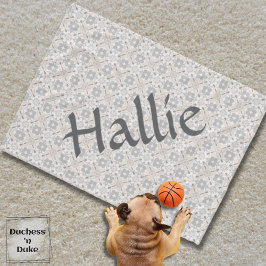 Gray Spanish Tile Personalized Dog Blanket  Fleecefilt