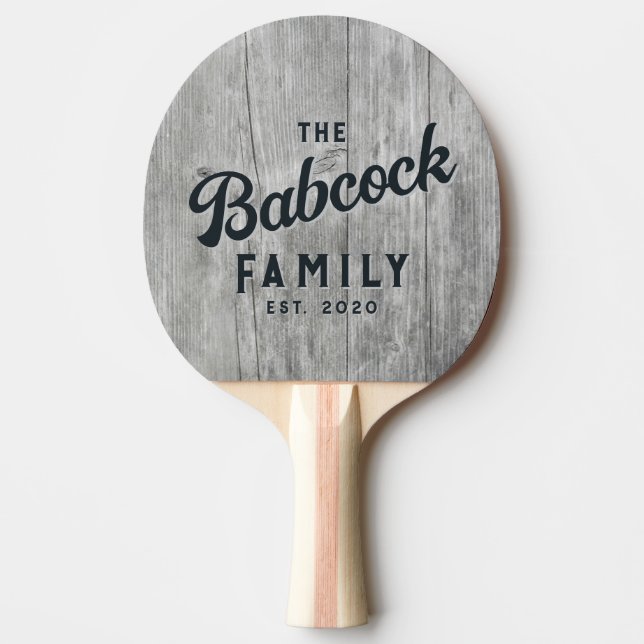 Gray Timber Retro Family Name & Year Pingisracket (Framsidan)