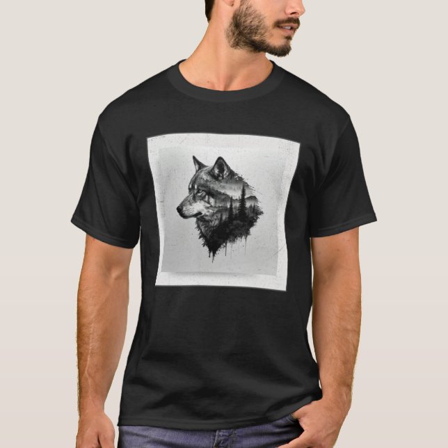 Gray Wolf Paint Splatter Warrior Wild Animal Uniqu T Shirt (Framsida)