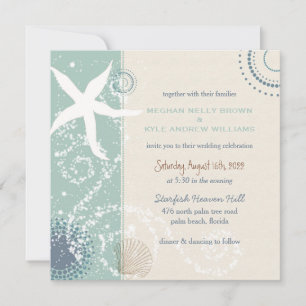 Grayed Jade Dusky Blue Beach Wedding Inbjudningar