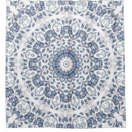 Grayish Blue Blommigt Mandala